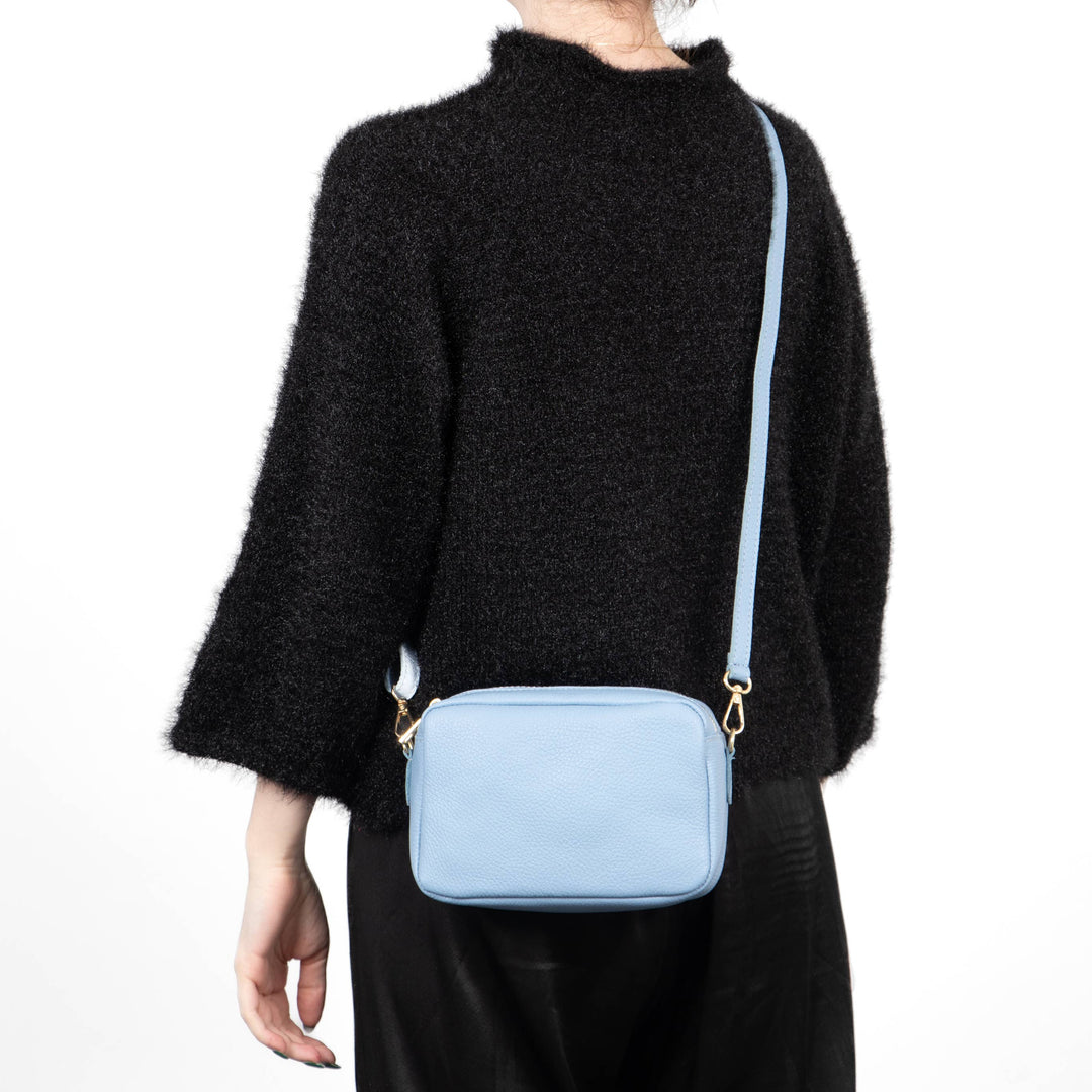 Naomi Italian Leather Crossbody Bag - Azure Blue, Pebbled: One-size