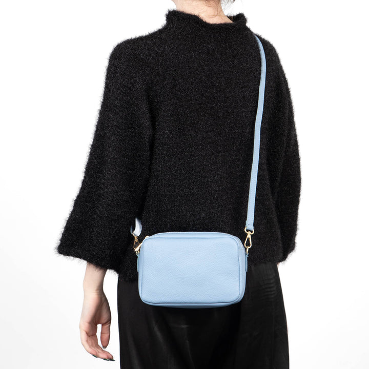 Naomi Italian Leather Crossbody Bag - Azure Blue, Pebbled: One-size