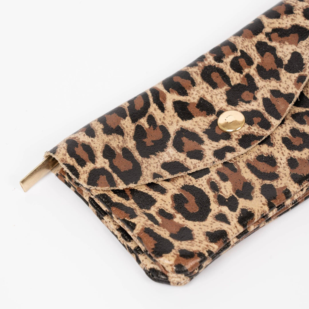 Sadie Italian Leather Coin Purse - Natural Leopard Print: One-size