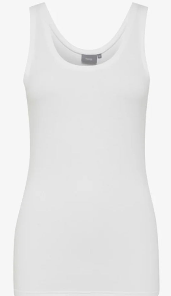 PAMILA OPTICAL WHITE LONGLINE VEST TOP