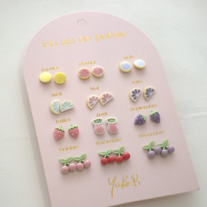 One Year of Fruity Poetry stainless steel earrings