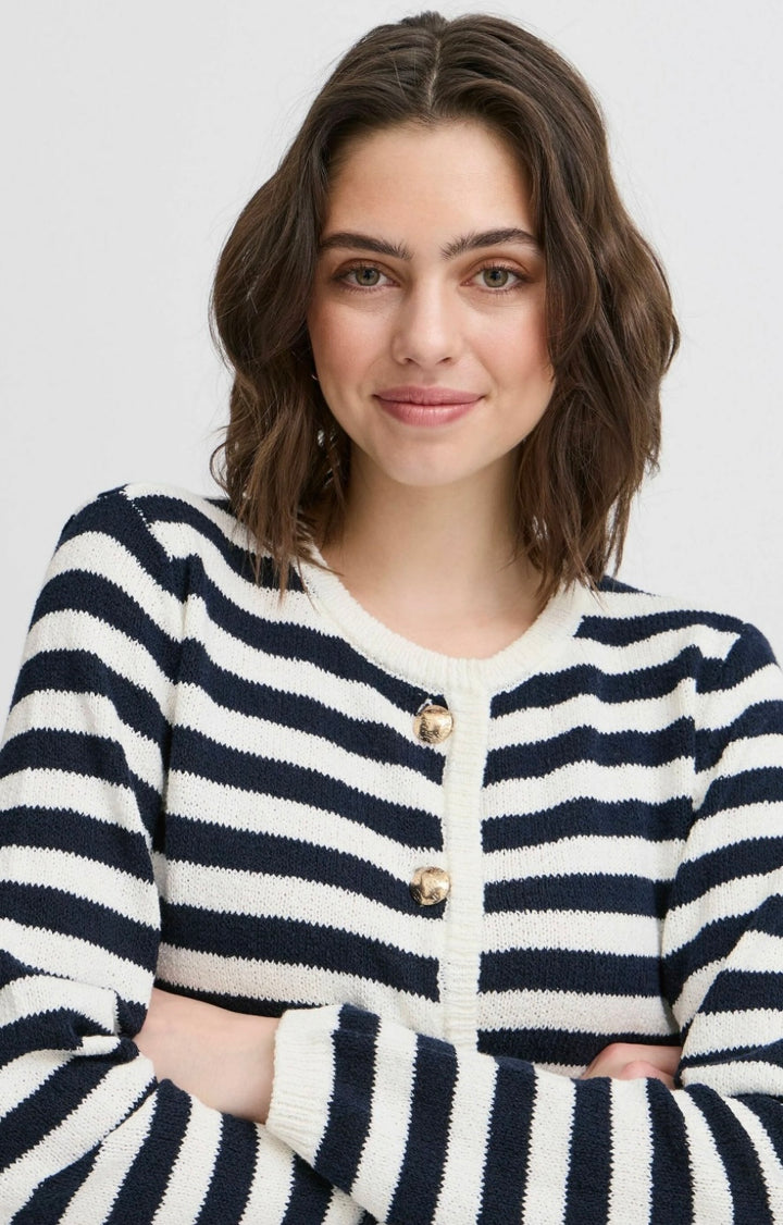 NAVY BLAZER STRIPE CARDIGAN