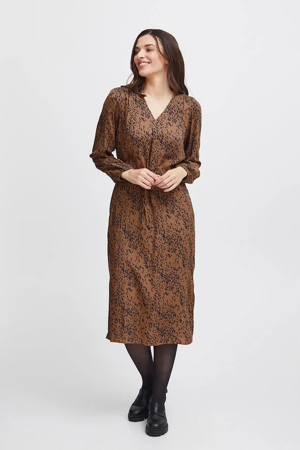 MOCHA ANIMAL PRINT SILJE DRESS