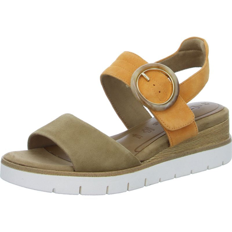 CAMEL COMBO WEDGE SANDALS