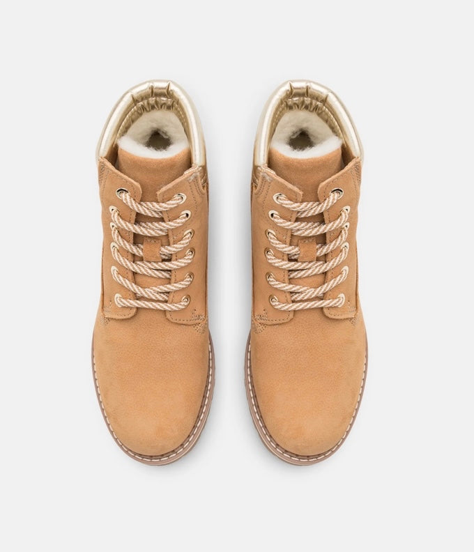CAMEL LACE UP ANKLE BOOT