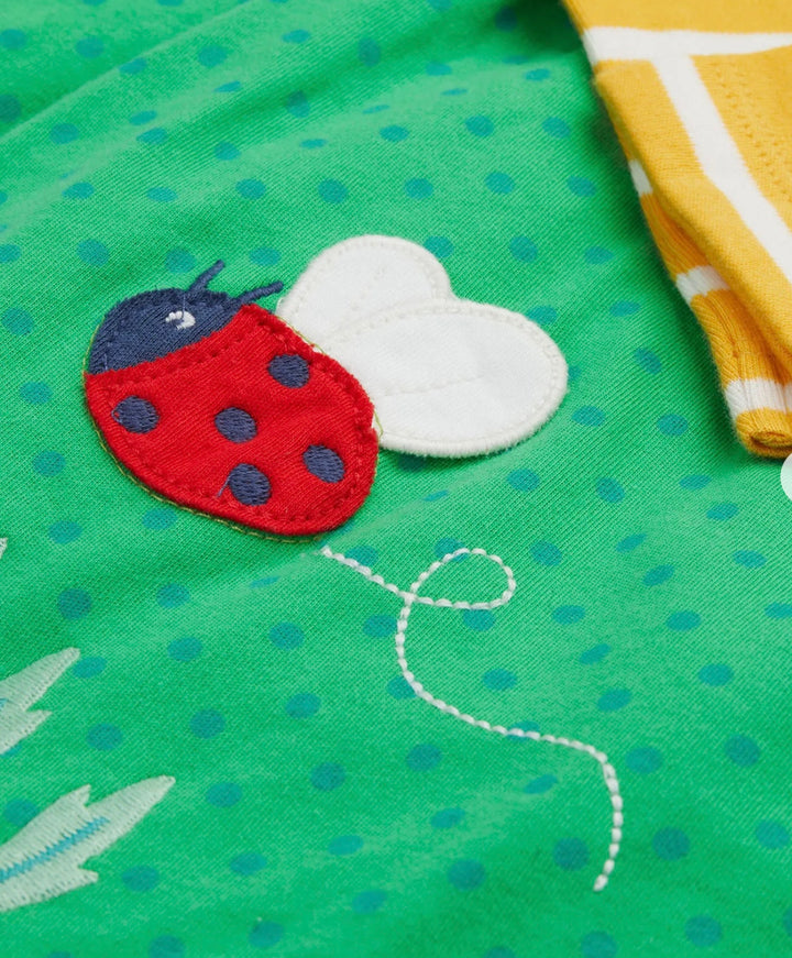 SELMA PINAFORE OUTFIT, GREEN SPOT/LADYBIRD
