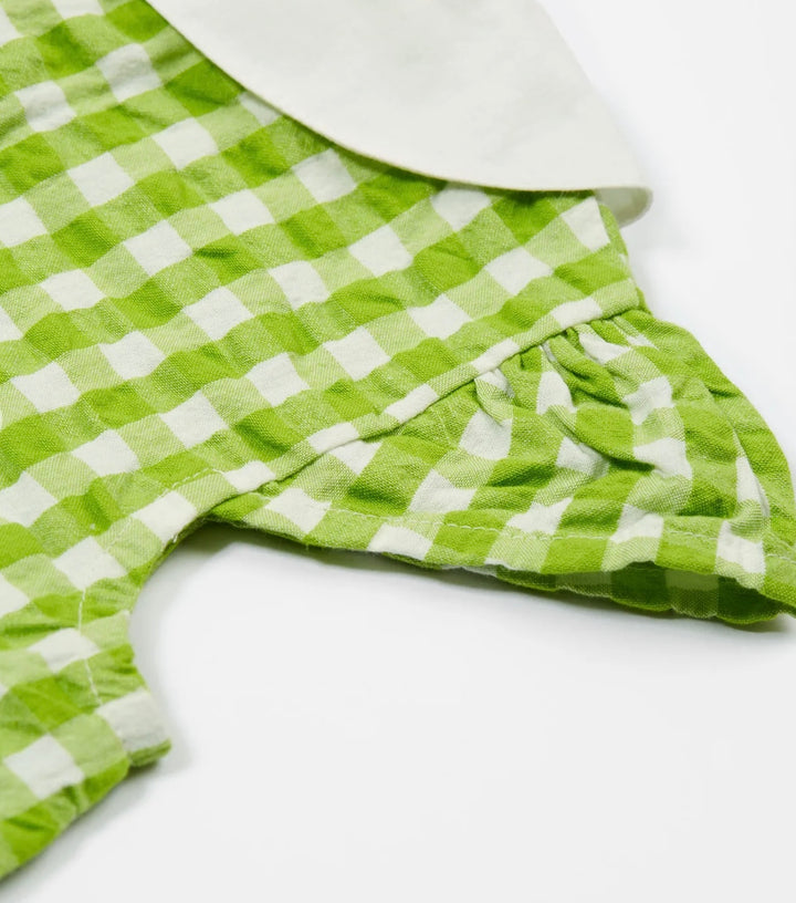 ALDA COLLARED TOP MACAW GINGHAM/FLOWERS