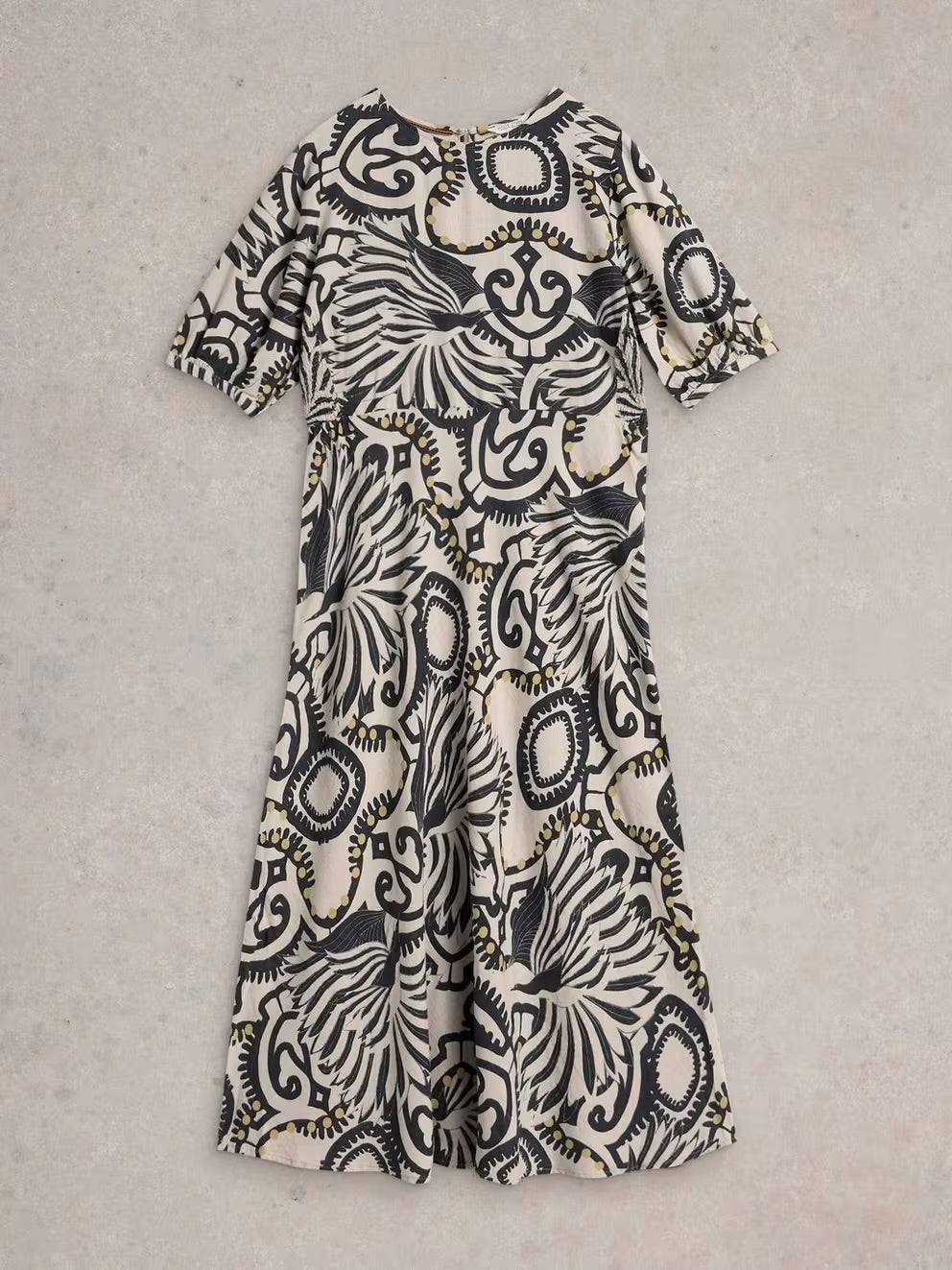 NATURAL PRINT BECCA BIAS CUT DRESS