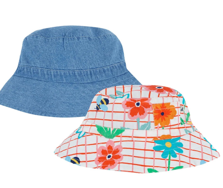 HATTIE REVERSIBLE HAT, PAINT A FLORAL / DENIM