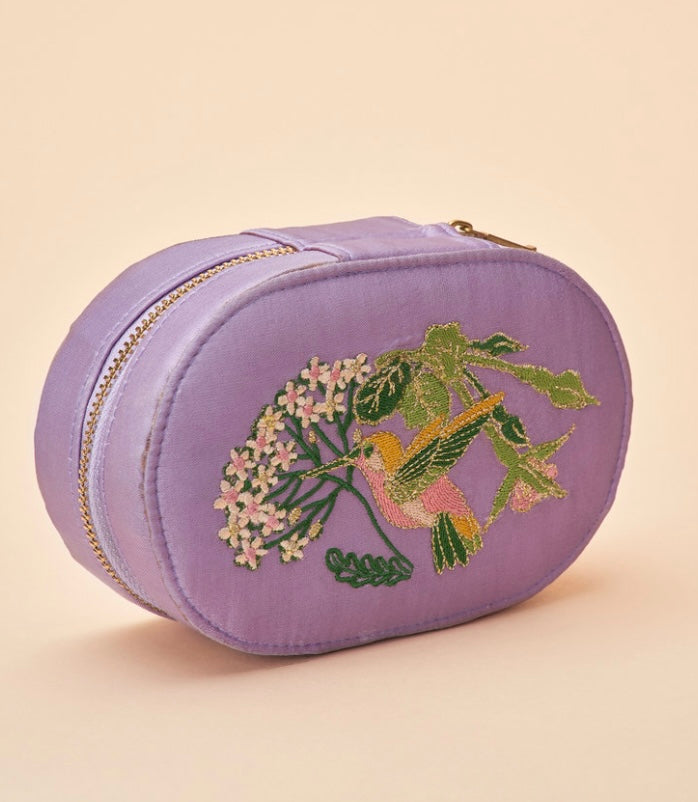 OVAL LAVENDER HUMMINGBIRD JEWELLERY BOX