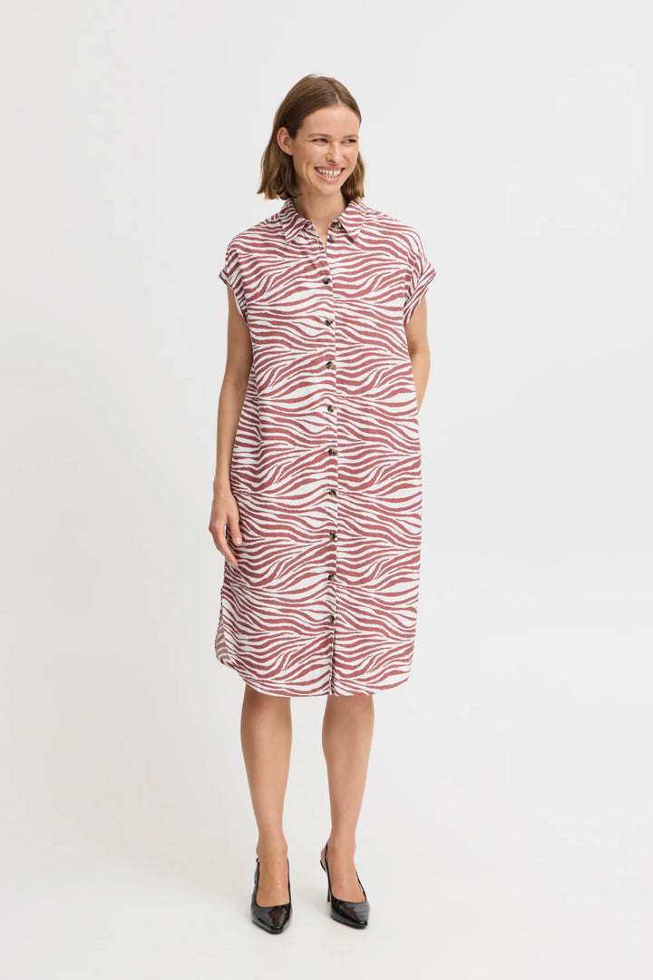 FALAKKA SS SHIRT DRESS ANIMAL LIGHT MAHOGANY MIX