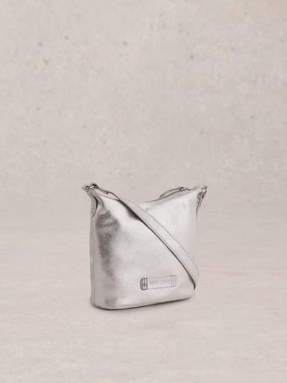 MINI FERN LEATHER CROSSBODY BAG SILVER TONE METALLIC