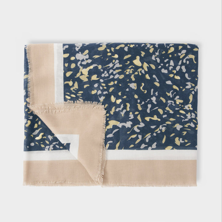 PRINTED FOIL SCARF TERAZZO NAVY