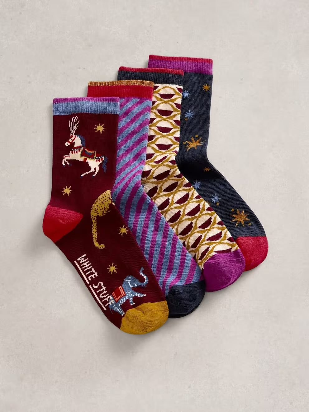 4 PACK CIRCUS ANKLE SOCKS PLUM MLT