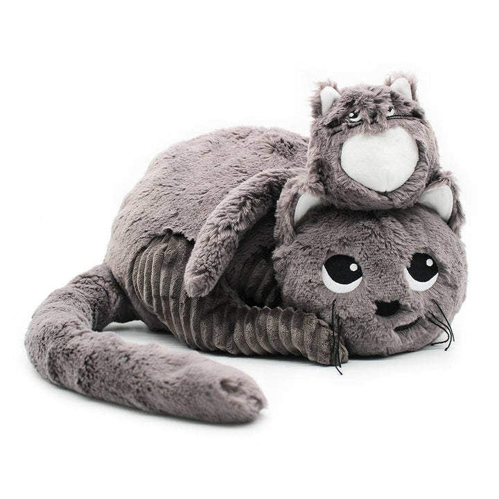 Les Ptipotos Charlie The Cat Mum & Baby Brown Grey
