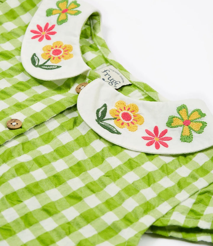 ALDA COLLARED TOP MACAW GINGHAM/FLOWERS