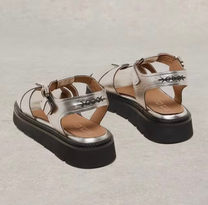 PEWTER ME ROSE LEATHER SANDAL