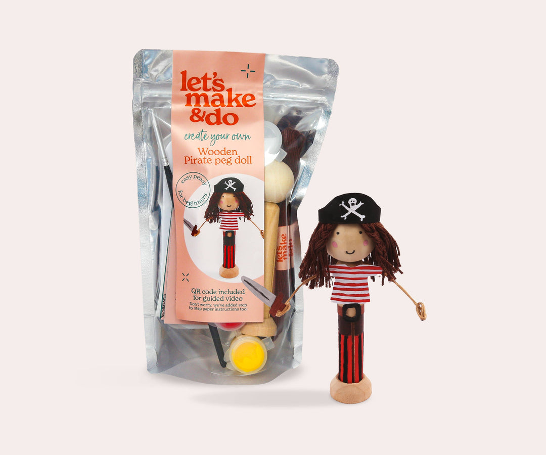 Create Your Own Pirate Wooden Peg Doll Kit