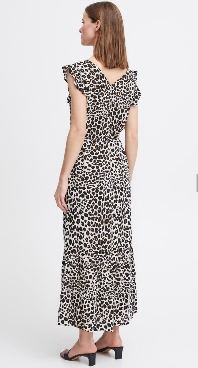 JOELLA FRILL DRESS BIRCH LEOPARD
