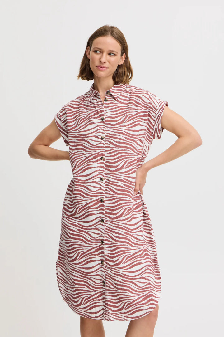 FALAKKA SS SHIRT DRESS ANIMAL LIGHT MAHOGANY MIX