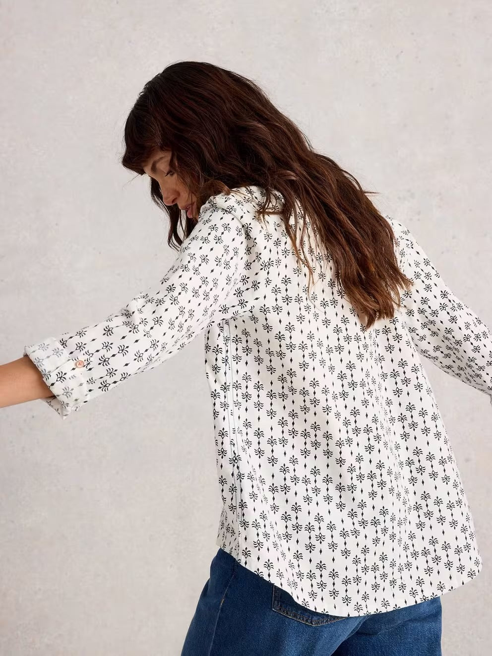 SOPHIE COTTON ORGANIC SHIRT WHITE PRINT