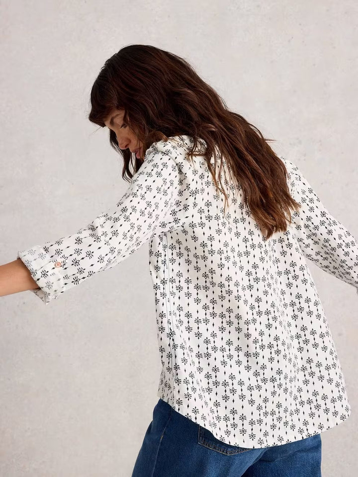 SOPHIE COTTON ORGANIC SHIRT WHITE PRINT