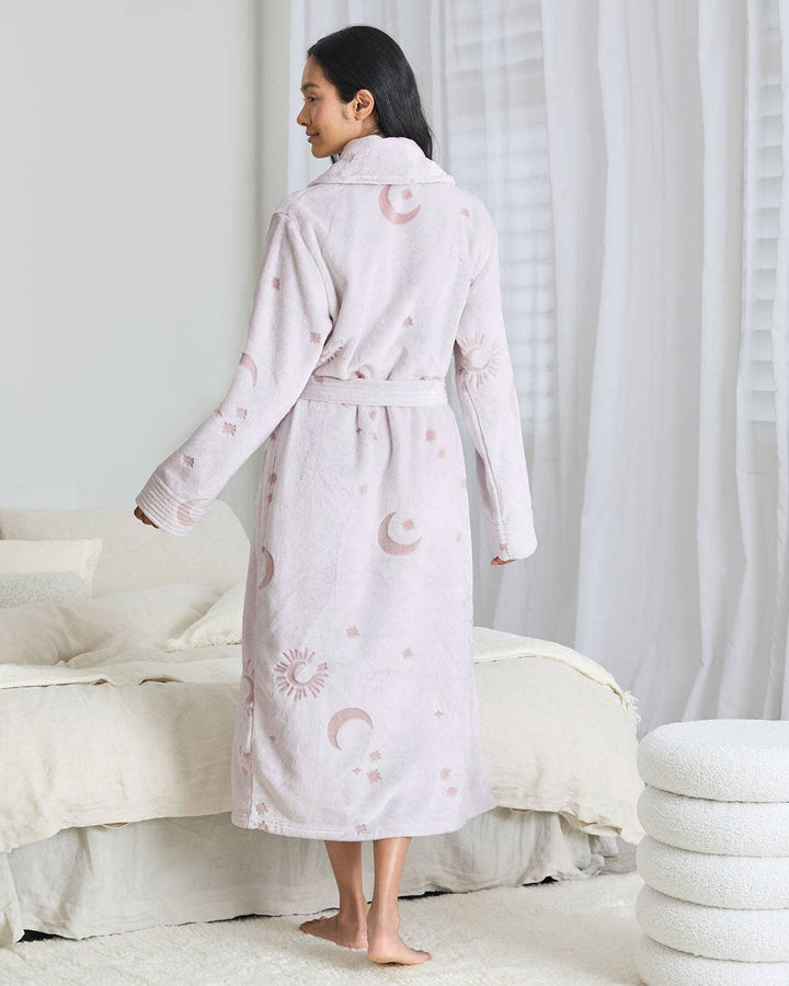 Fleece Burnout Cosmic Constellations Dressing Gown: UK 8