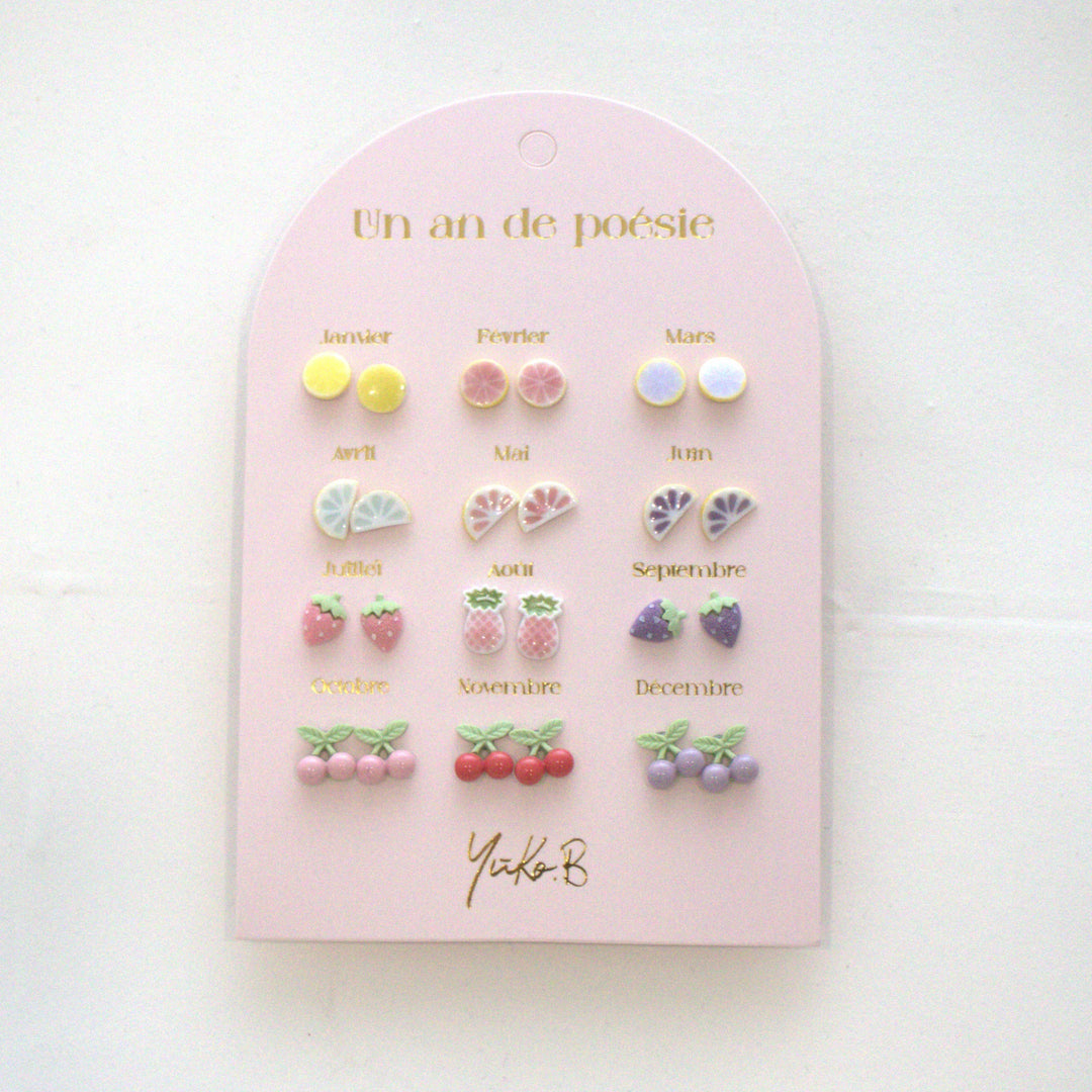 One Year of Fruity Poetry stainless steel earrings