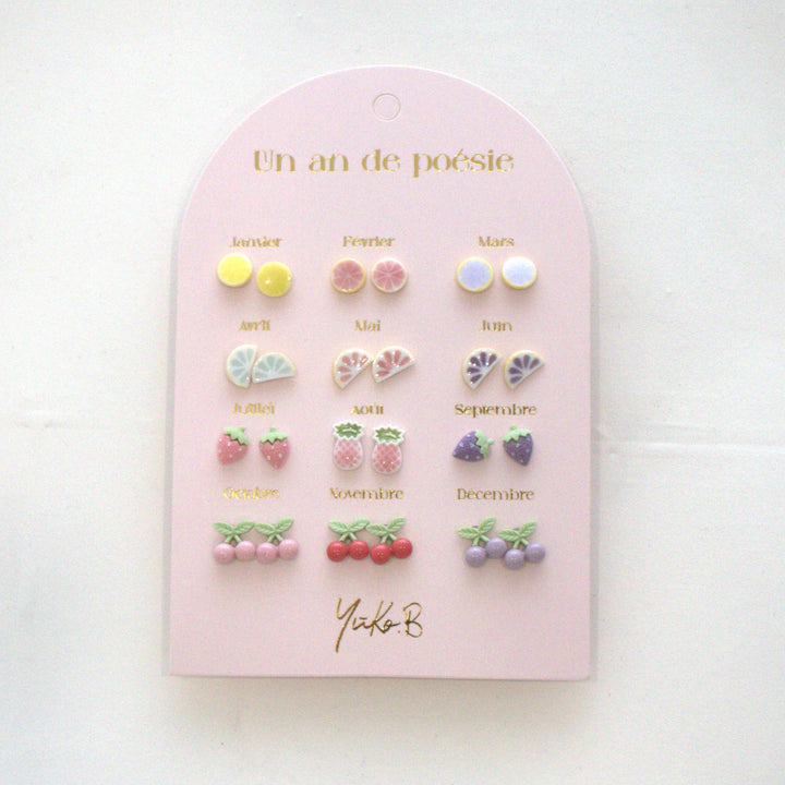One Year of Fruity Poetry stainless steel earrings