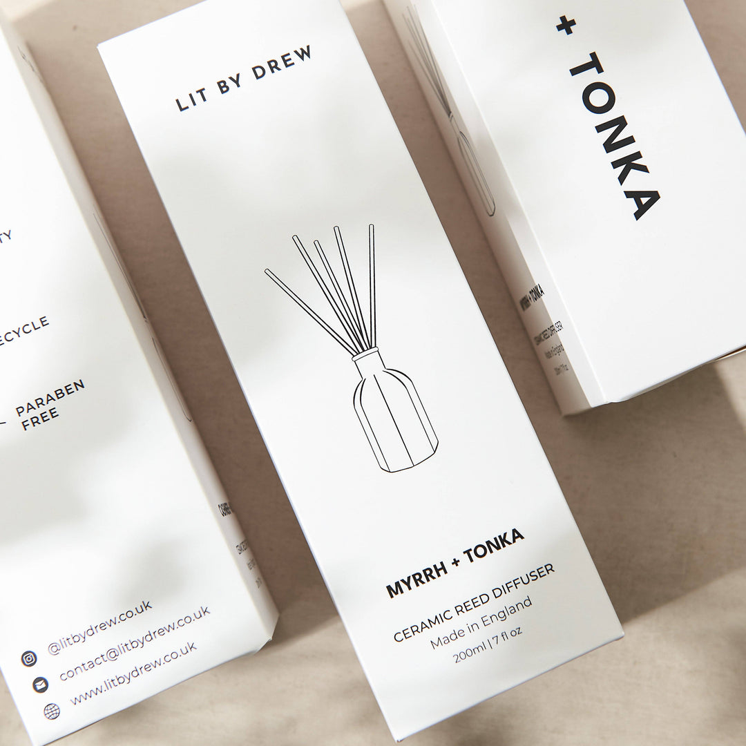 Myrrh & Tonka Ceramic Reed Diffuser - Beige - 200ml: Myrrh & Tonka
