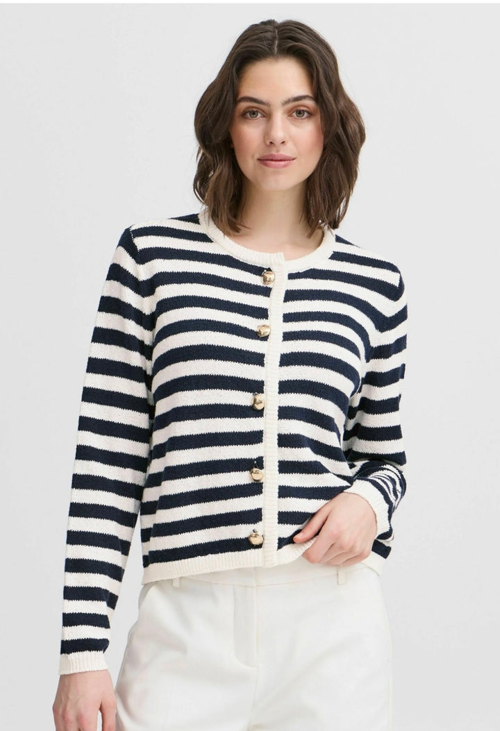 NAVY BLAZER STRIPE CARDIGAN