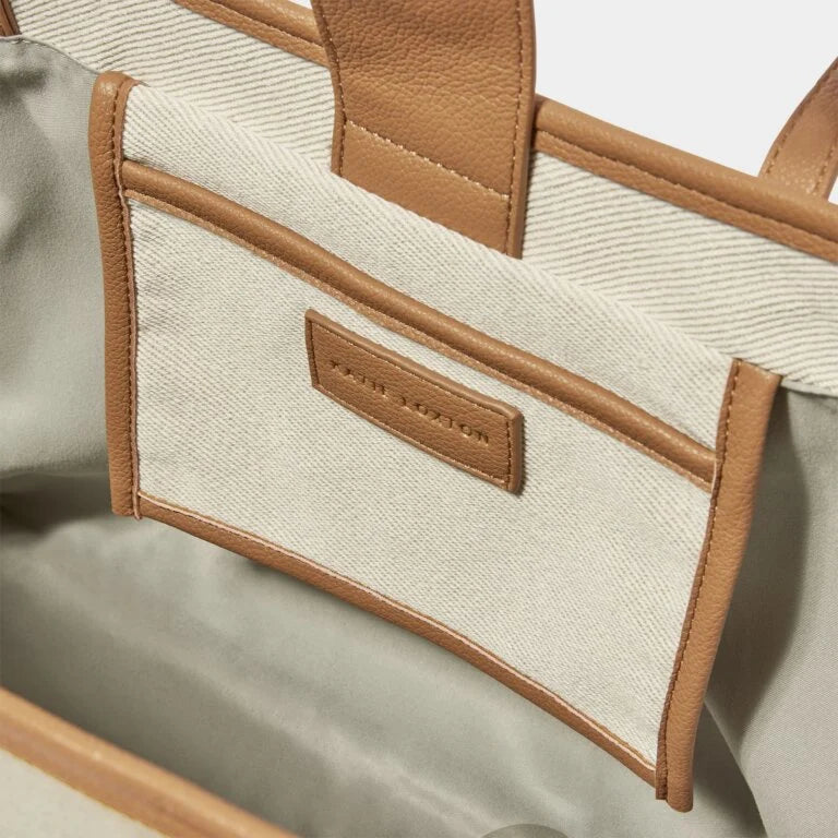 CAPRI TAN & OFF WHITE CANVAS TOTE BAG