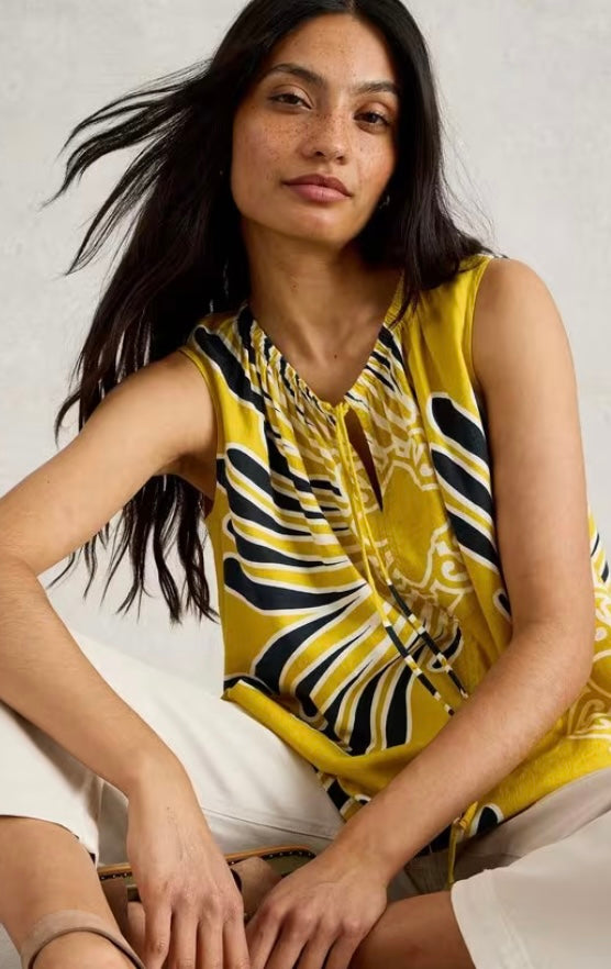 YELLOW PRINT MARLEY LINEN BLEND VEST