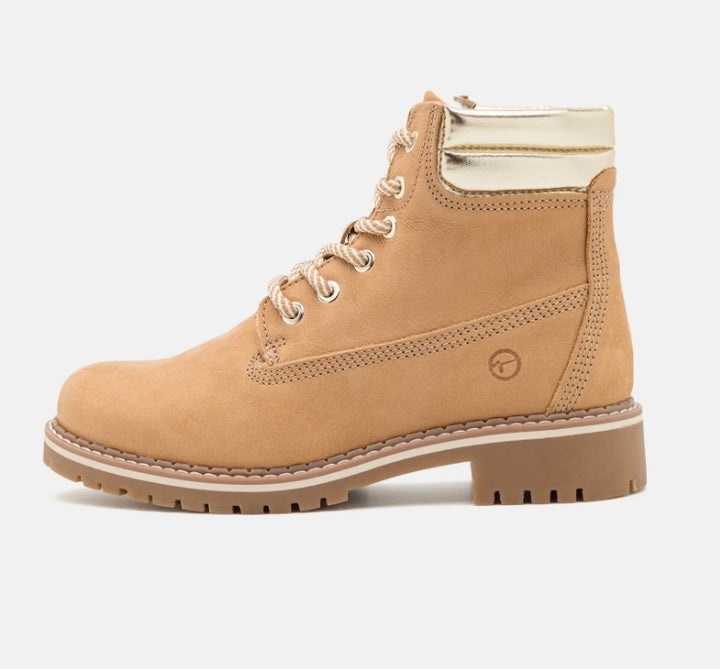 CAMEL LACE UP ANKLE BOOT