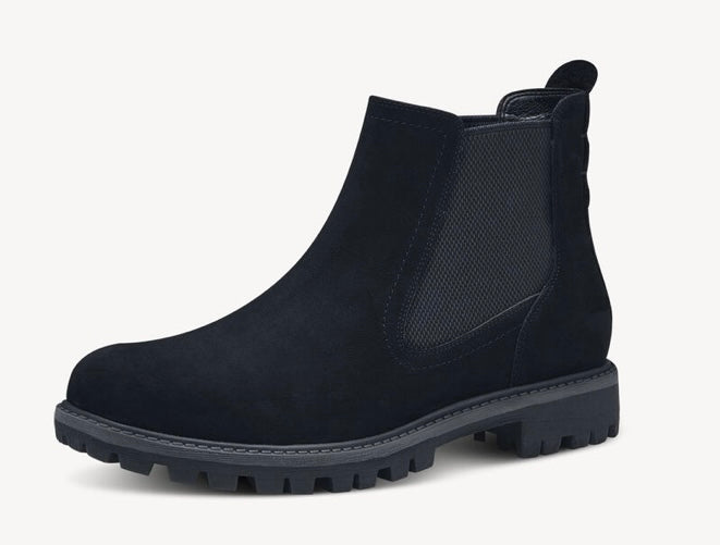 NAVY LEATHER CHELSEA ANKLE BOOT