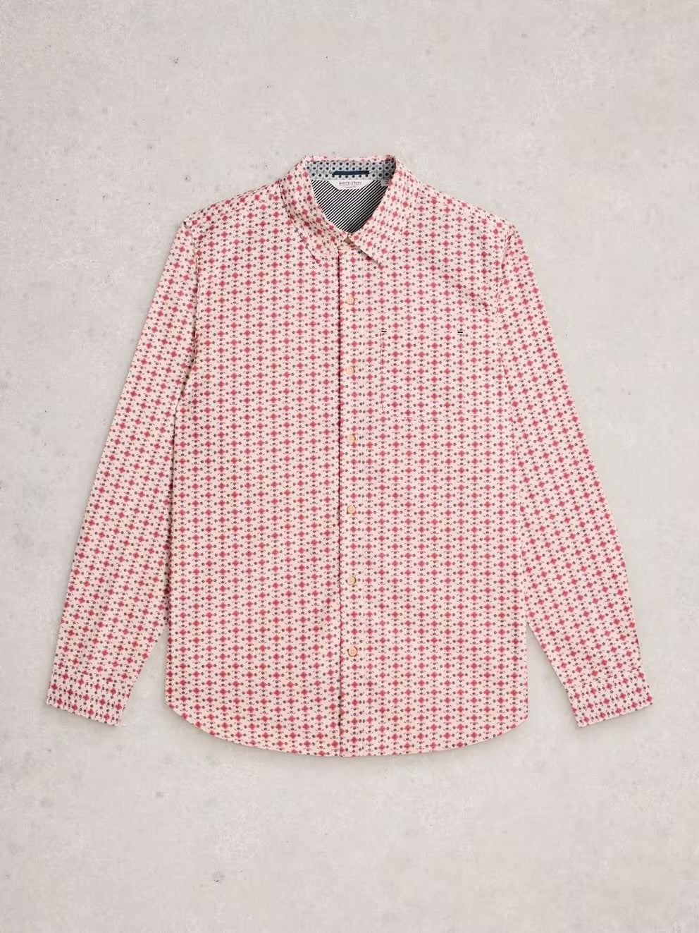 FINSBURY FOLK GEO PRINT SHIRT RED PRINT