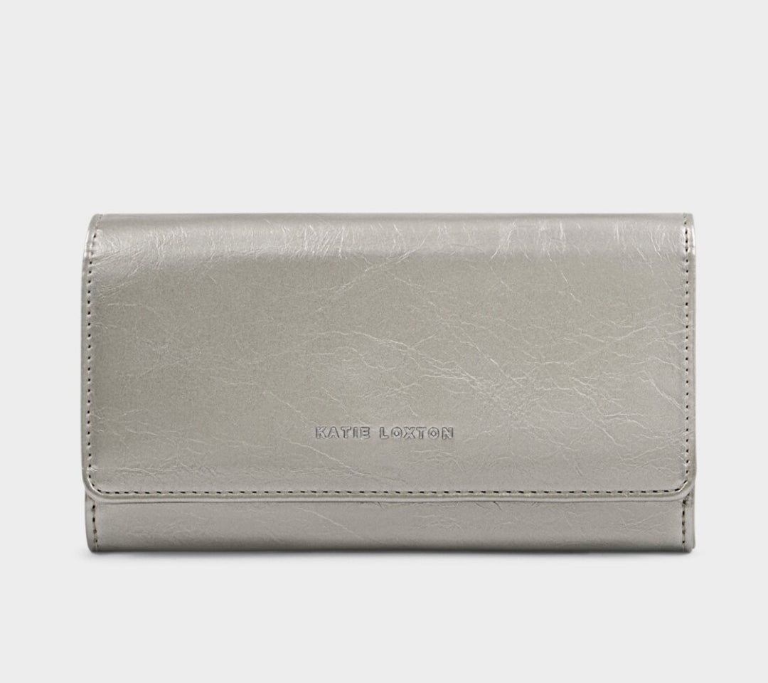 ZEA PATENT CRACKLE PURSE CROSSBODY | PEWTER