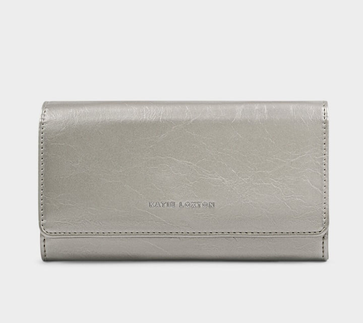 ZEA PATENT CRACKLE PURSE CROSSBODY | PEWTER