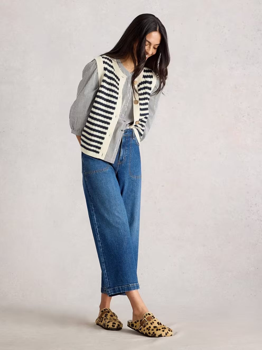 SIENNA STRIPE BUTTON TANK NAVY MULTI