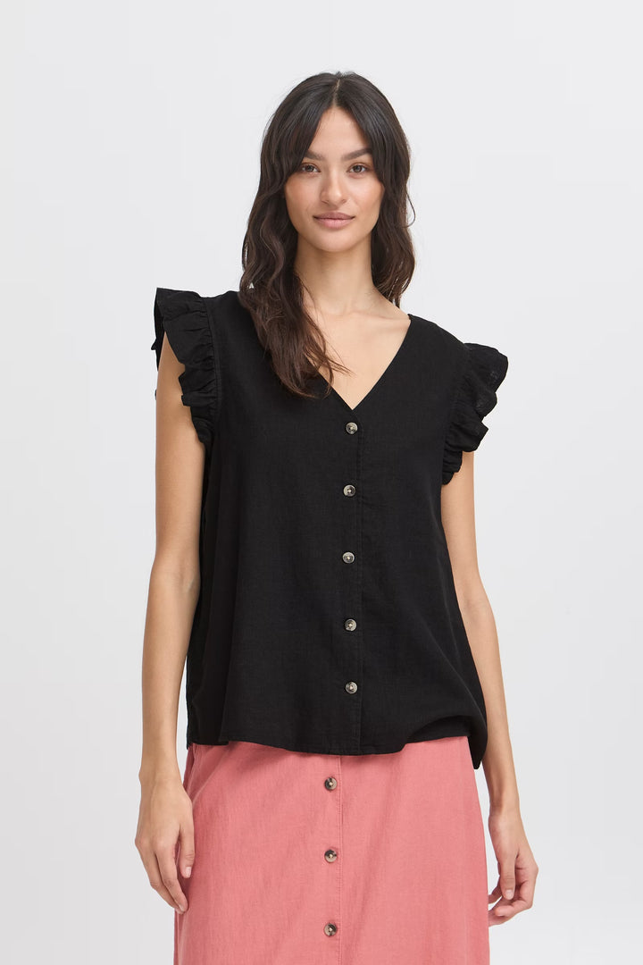 FALAKKA RUFFLE SHIRT BLACK