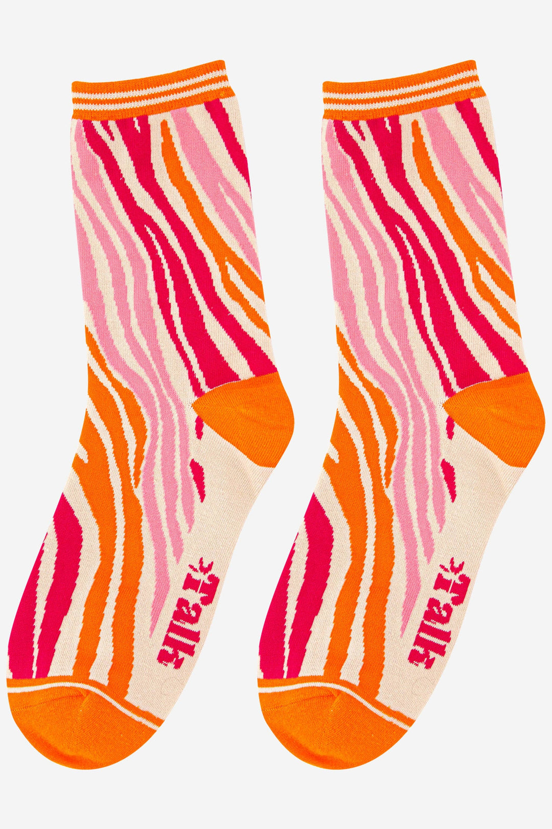Women's Zebra Print Bamboo Socks in Orange Pink: UK 3-7 | EU 36-40