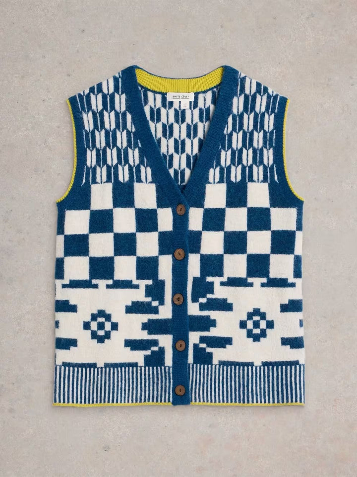 GEO MIX BUTTON TANK BLUE MLT
