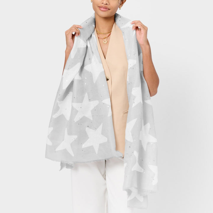 PRINTED FOIL SCARF STARSHINE PALE