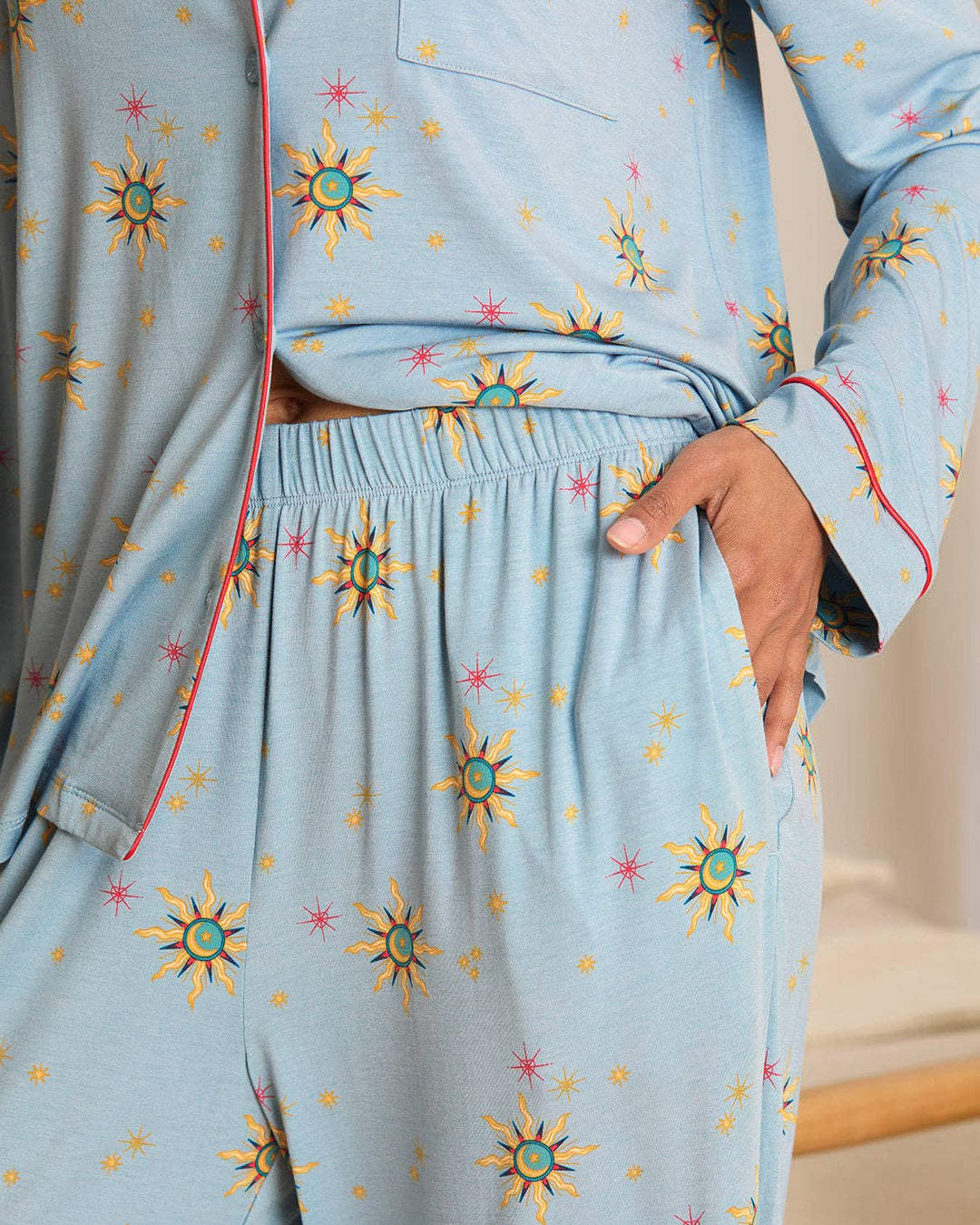 Tencel™ Modal Twinkling Sky Button Up Long Pyjama Set: UK 8