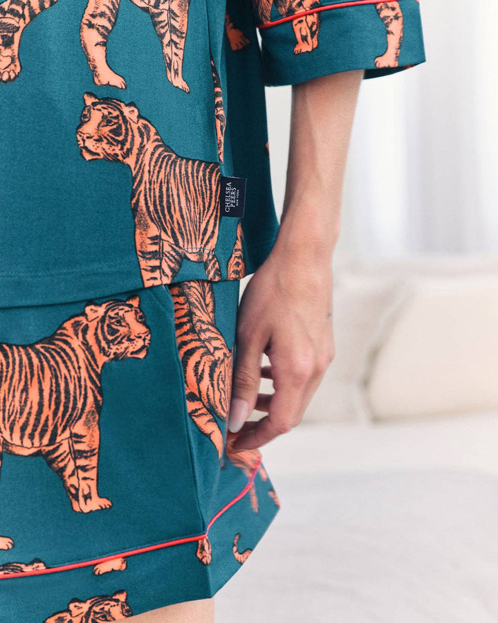 Tiger Print Short Pyjama Set: UK 12