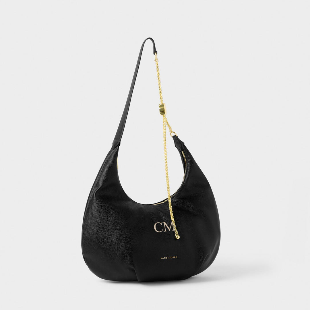 REMI SLIDER CHAIN SHOULDER BAG BLACK