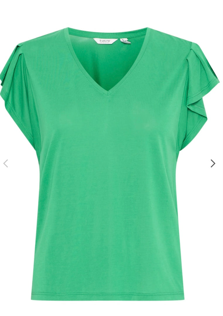 PERL RUFFLE SLEEVE TEE JELLY BEAN