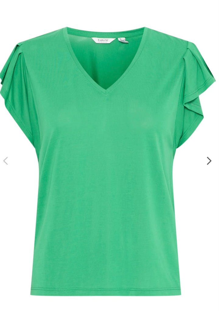 PERL RUFFLE SLEEVE TEE JELLY BEAN