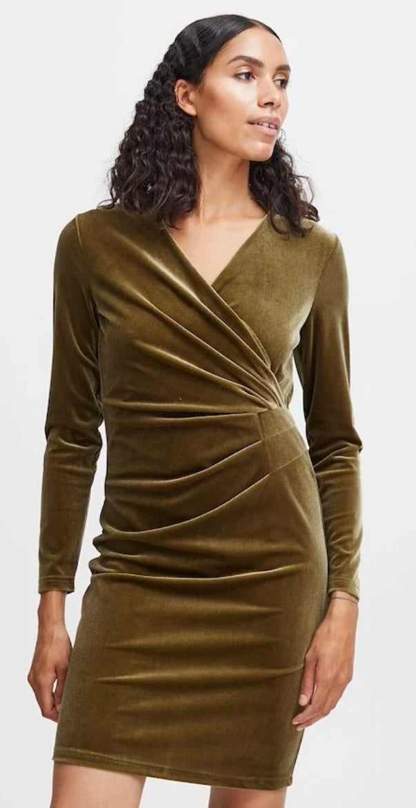 MILITARY OLIVE PERLINA DRESS