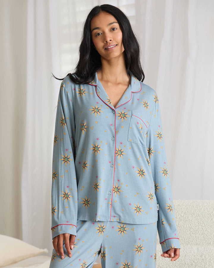 Tencel™ Modal Twinkling Sky Button Up Long Pyjama Set: UK 10
